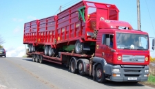 Marshall MAN Lorry Leaving With Three Monocoque Trailers