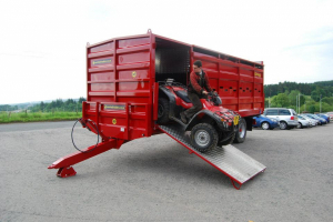 Bespoke builds - David Marshall drives a quad out of a specially commissioned livestock container with quad compartment.