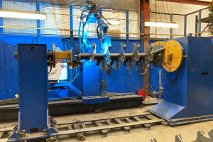 SAP controlled robot welders in the Marshall Trailers factory.