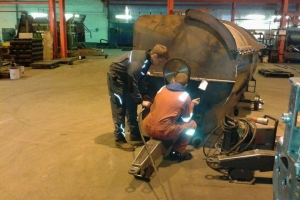 Helping to finish Muck Spreaders