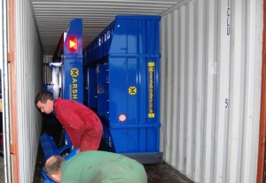 The removable drawbar for one of the trailers to ensure they fitted